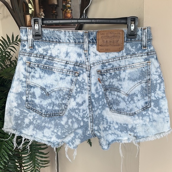Levi’s Acid Wash Cutoff Jean Shorts Frayed Hem High Rise Custom Distressed 90s - Picture 5 of 16